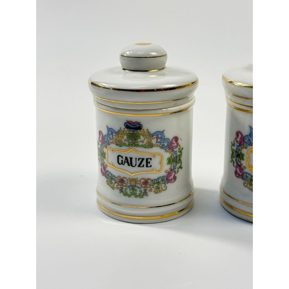 Apothecary Jars Paris France Style Porcelain Hand Painted Gold Trim Made Japan - Picture 13 of 16